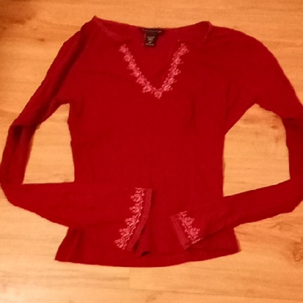 Abercrombie & Fitch Red Long Sleeve Top